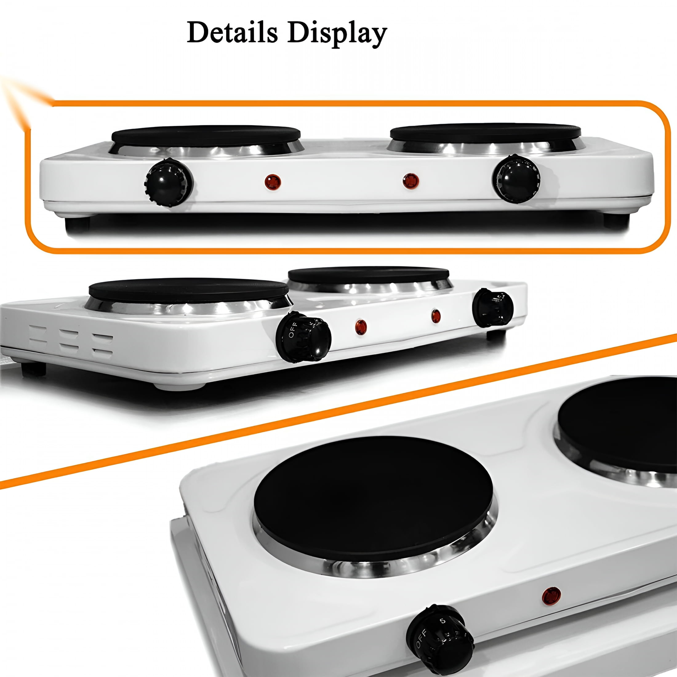 HIBIBUD 2000W Portable Electric 2 Burner Hot Plate Kitchen Cooktop Cooking Stove for Camping Picnics