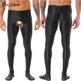 thumbnail image 2 of Mens Sexy Glossy Crotchless Pantyhose High Waist Elastic Waistband Hot Pants Stretchy Leggings Lingerie Nightwear ClubwearXL Gong Bohan LED, 2 of 2