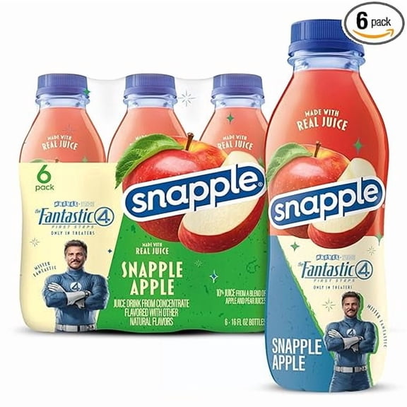Snapple Apple Juice Drink, 16 fl oz recycled plastic bottle, 6 pack
