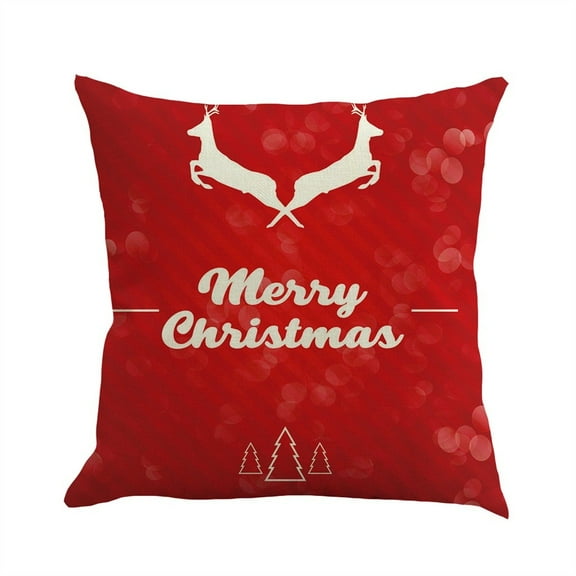 AnuirheiH Christmas Linen Throw Pillow Covers 18 x 18 Inches,Xmas Cushion Cover Case Decorations Winter Holiday Party Pillow Customized Zipper Pillowcase Decor for Sofa,Bed,Couch,Car