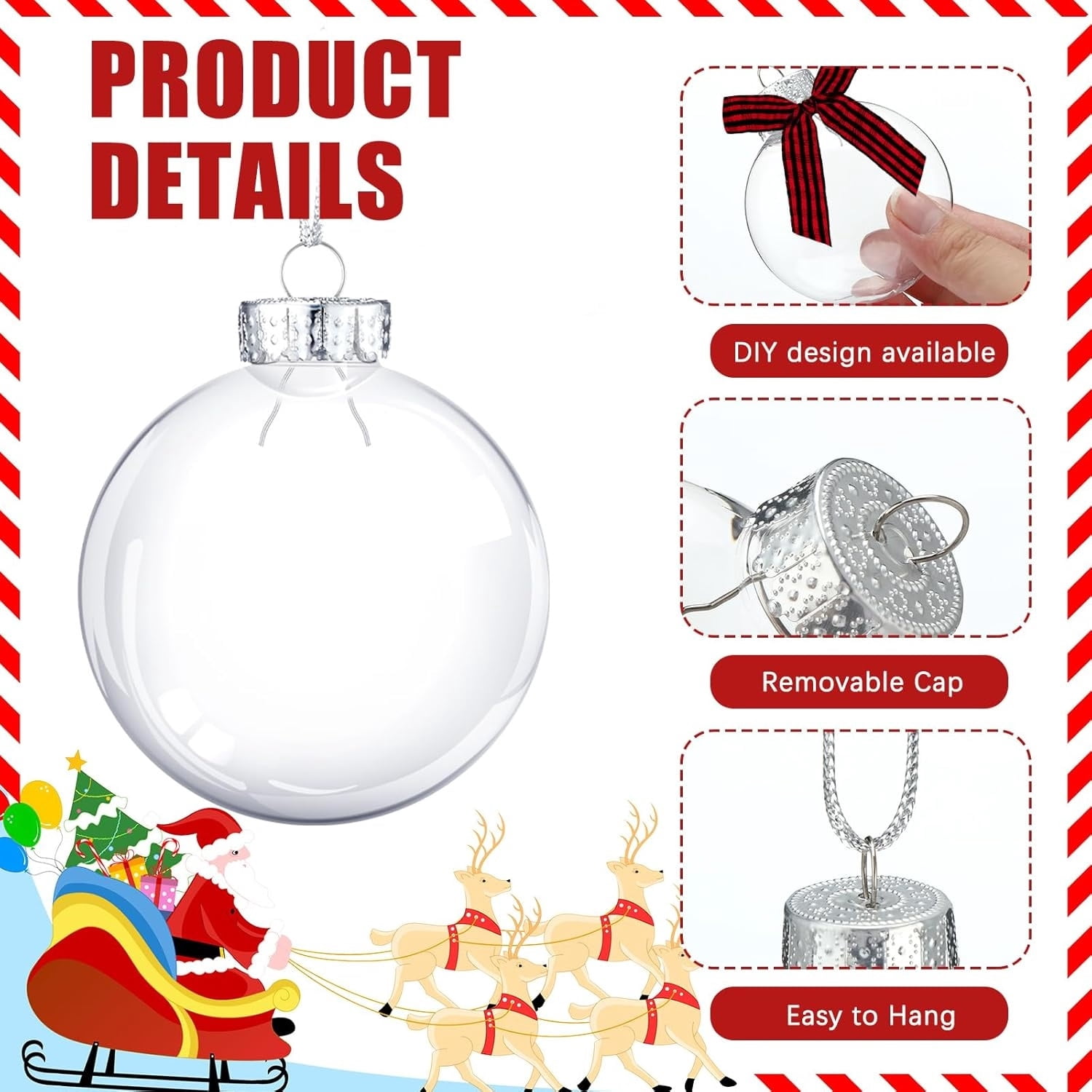 Clear Flat Disc Ornaments,12 Packs Fillable Christmas Ornament Balls,2.36 in Plastic Xmas Tree Decorative Balls,Christmas DIY Balls for Halloween Wedding Party Home Decor