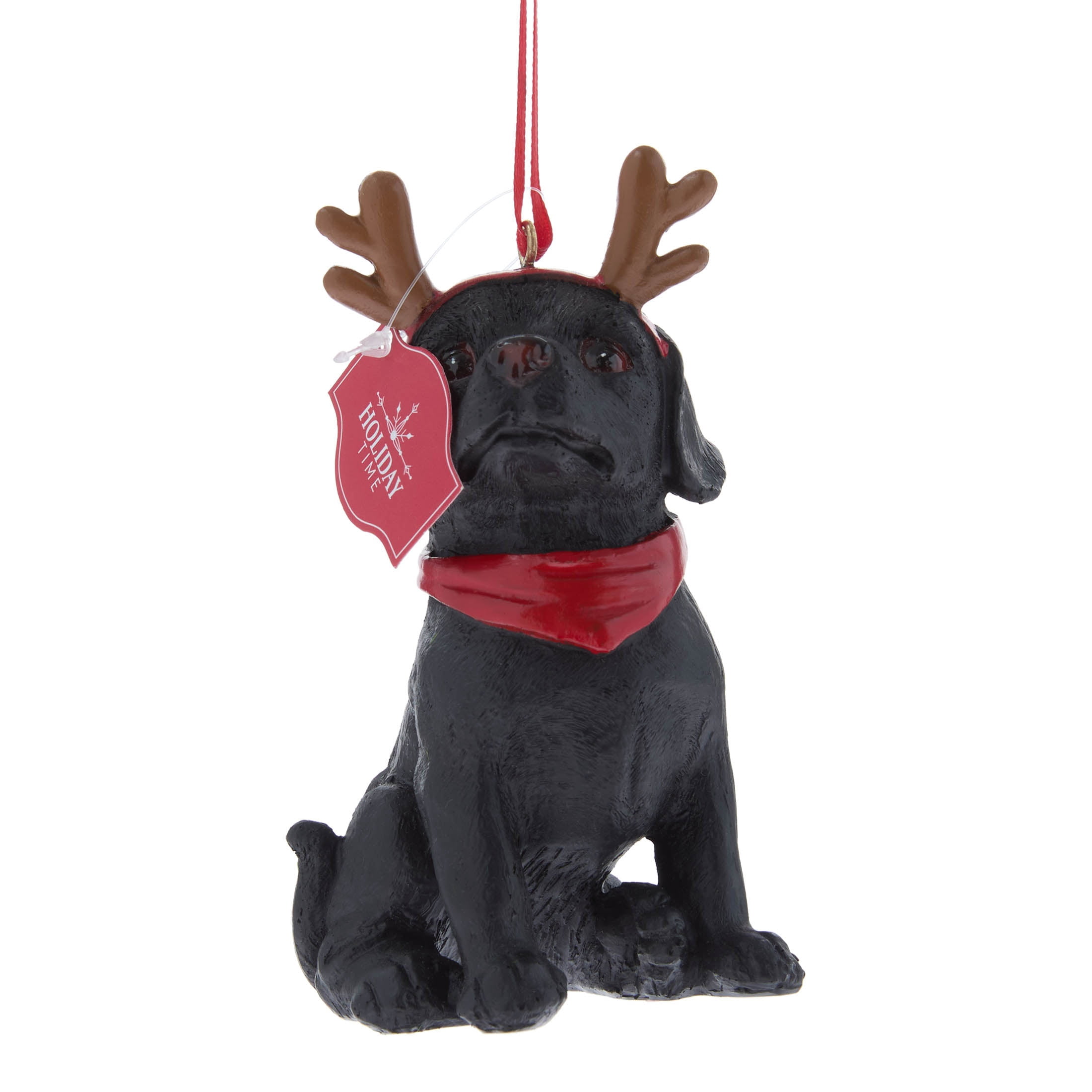 Black Labrador with Antlers Christmas Ornament, 5", by Holiday Time
