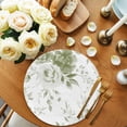thumbnail image 2 of Sage Green Flower Round 15 Inch Placemats Set of 6, Watercolor Gradient Retro Floral HeatResistant Non Slip Place Mats for Dining Table, Wipeable Braided Kitchen Table Mats for Housewarming, 2 of 9
