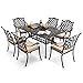 thumbnail image 3 of ????????? ? ????? Outdoor Dining Set Cast Aluminum Retro Patio Dining Set for 6 includes 59” Rectangular Table and 6 Chairs with Thicker Cushion and Umbrella Hole for Patio Deck Garden, 3 of 4