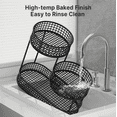thumbnail image 2 of 3-Tier Black Metal Fruit Basket (Large Capacity, Lid), Rustproof For Fruits/Veggies/Snacks, 2 of 7