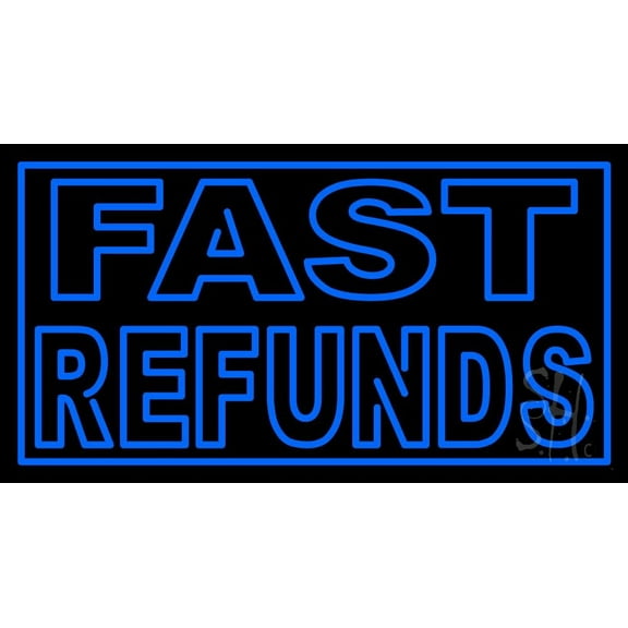 Fast Refunds LED Neon Sign 13 x 24 - inches, Clear Edge Cut Acrylic Backing, with Dimmer - Bright and Premium built indoor LED Neon Sign for Bar decor.