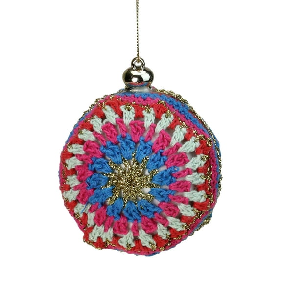 4" Knit Embroidered Thread Ball Christmas Ornament