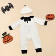 thumbnail image 6 of Tisuna Baby Boys Halloween Ghost Romper Long Sleeve Crew Neck Jumpsuit With Matching Hat Fashion Comfortable Toddler Kids Halloween Theme Party Bodysuit Size 6-12 Months White, 6 of 6