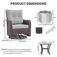 thumbnail image 2 of ALAULM 3PCS Outdoor Conversation Sets with 19" Smokeless Stove, Outdoor Swivel Glider Chair with Glass Top Side Table, Fire Pit Comes with Waterproof Cover and Fire Poker, for Porch Backyard, Grey, 2 of 6