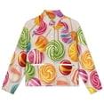 thumbnail image 4 of Jackets for Women Winter Coat Jackets Flannel Stand Collar Jacket(Rainbow Lollipop,Size:S-4XL), 4 of 7