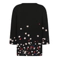 thumbnail image 5 of JTZGDY Womens Casual V Neck Tops Dressy Boho Floral Printed 3/4 Length Sleeve Graphic Tunic Tshirt Loose Oversized Comfy Pullover Blouse Black#04 XL, 5 of 7