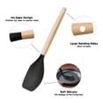 thumbnail image 2 of Kitchen Utensils Set of 6, E-far Silicone Cooking Utensils with Wooden Handle, Non-stick Cookware Friendly & Heat Resistant, Includes Spatula/Ladle/Slotted Turner/Serving Spoon/Spaghetti Server(Black), 2 of 8