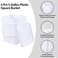 thumbnail image 5 of Vababa 5 Gallon Square Bucket White Bucket with Lid, 4 Pcs Plastic Bucket Food Storage Bucket with Handle and Lid, 5 of 8