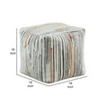 thumbnail image 5 of Modern Pouf Ottoman- Multicolor Vertical Striped Jacquard- 16 Inch, 5 of 6