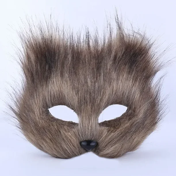 Máscaras peludas, máscara de media cara para ojos, accesorios de cosplay, Halloween, Navidad, carnaval, fiesta, bar, máscara de cosplay de animales, accesorios de mascarada