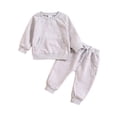 thumbnail image 2 of YWDJ Toddler Kids Boys Girls Fashion Cute Solid Color Long Sleeve Pocket Hooded Sweatpants Suit Gray 6 Months, 2 of 9