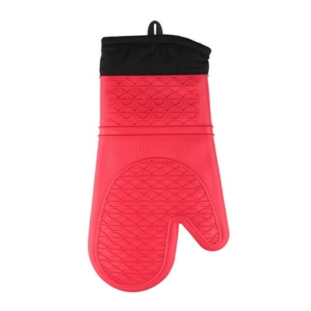 

1Pc Non Slip Heat Insulated Glove Mitten Pot Pad Mat Microwave Oven Baking Tool Red Silicone Cotton