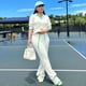 thumbnail image 3 of Chándal informal de punto de otoño e invierno para mujer, conjunto de dos piezas, ropa deportiva, suéter a rayas, top y pantalones anchos para correr para mujer, 3 of 4