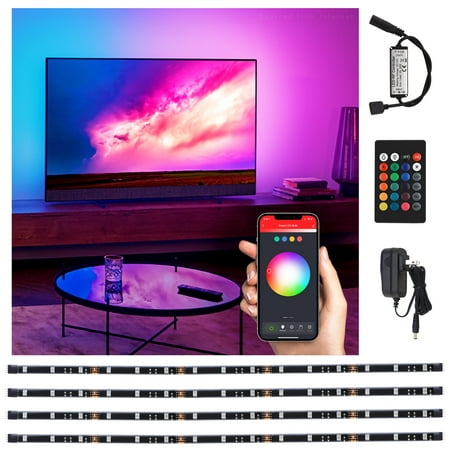 

TORCHSTAR LED TV Backlight Kit Multi-Color Strip Light Work with Alexa Smart Phone Control Dimmable Waterproof Strip Light*4 Flexible Strips for Home Theater Monitor Screen
