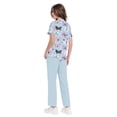thumbnail image 6 of Minjewel Women's Plus Size Printed V-Neck Short Sleeve Scrubs for Women Set with Pockets, Fun & Colorful Animal Floral Scrub Set,Light Blue XL, 6 of 7