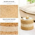 thumbnail image 3 of IVV Modern Boho Handcrafted Woven Water Hyacinth Ottoman, Home Accent Round Foot Stool for Living Room, Bedroom, Small Space - 15.7"Dia x 11.8"H (Natural & Beige), 3 of 6