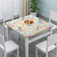 thumbnail image 3 of Pioneer Flower Floral Print Pattern Square Fitted Tablecloth with Elastic Edge,Square Table Cover,Washable Elastic Table Cover for Home Kitchen Party Decor 34"x34", 3 of 6