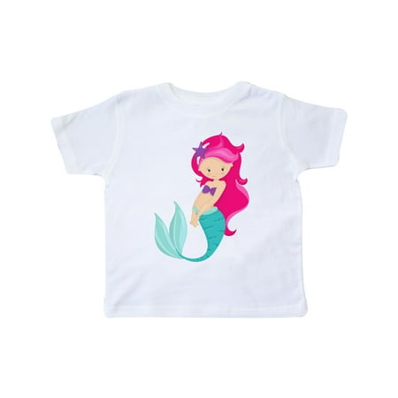 

Inktastic Cute Little Mermaid Pink Hair Purple Sea Star Gift Toddler Toddler Girl T-Shirt