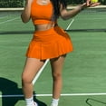 thumbnail image 2 of HAOAN Women Summer 2pcs Outfits Set for Tank Crop Top and Tennis Skorts Mini Pleated Ruffle Skirt Solid Color Tracksuit Active, 2 of 20