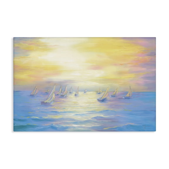 Stupell Industries Sun Bleached Seascape Landscape & Nature Painting Wrapped Canvas Canvas Art Print Wall Art, 24 x 16