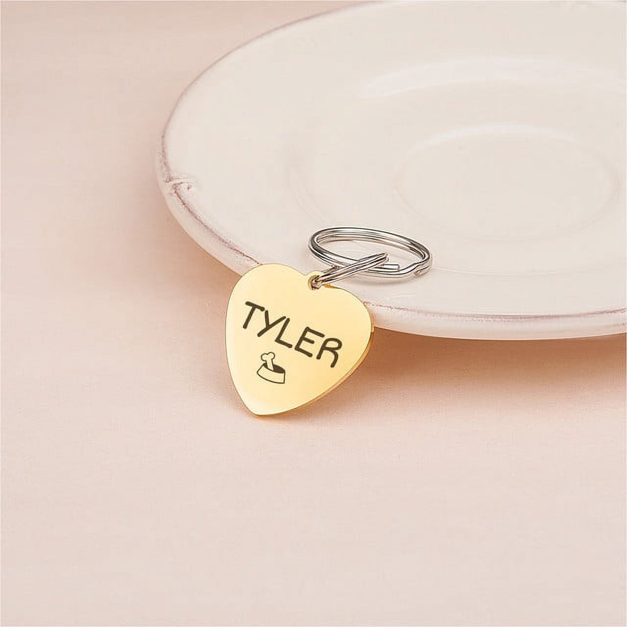 Anavia Stainless Steel Heart Name & Icon Engraved Pet ID Tags, Silver, Gold, & Rose Gold