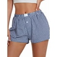 thumbnail image 2 of Women Y2k Gingham Cute Pj Short Pants Plaid Lounge Shorts Sleep Bottoms Elastic Boxers Streetwear Blue XL, 2 of 6