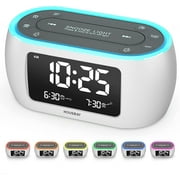 HOUSBAY Glow Petit réveil pour chambre à coucher avec veilleuse 7 couleurs, double alarme, variateur, chargeur USB, y