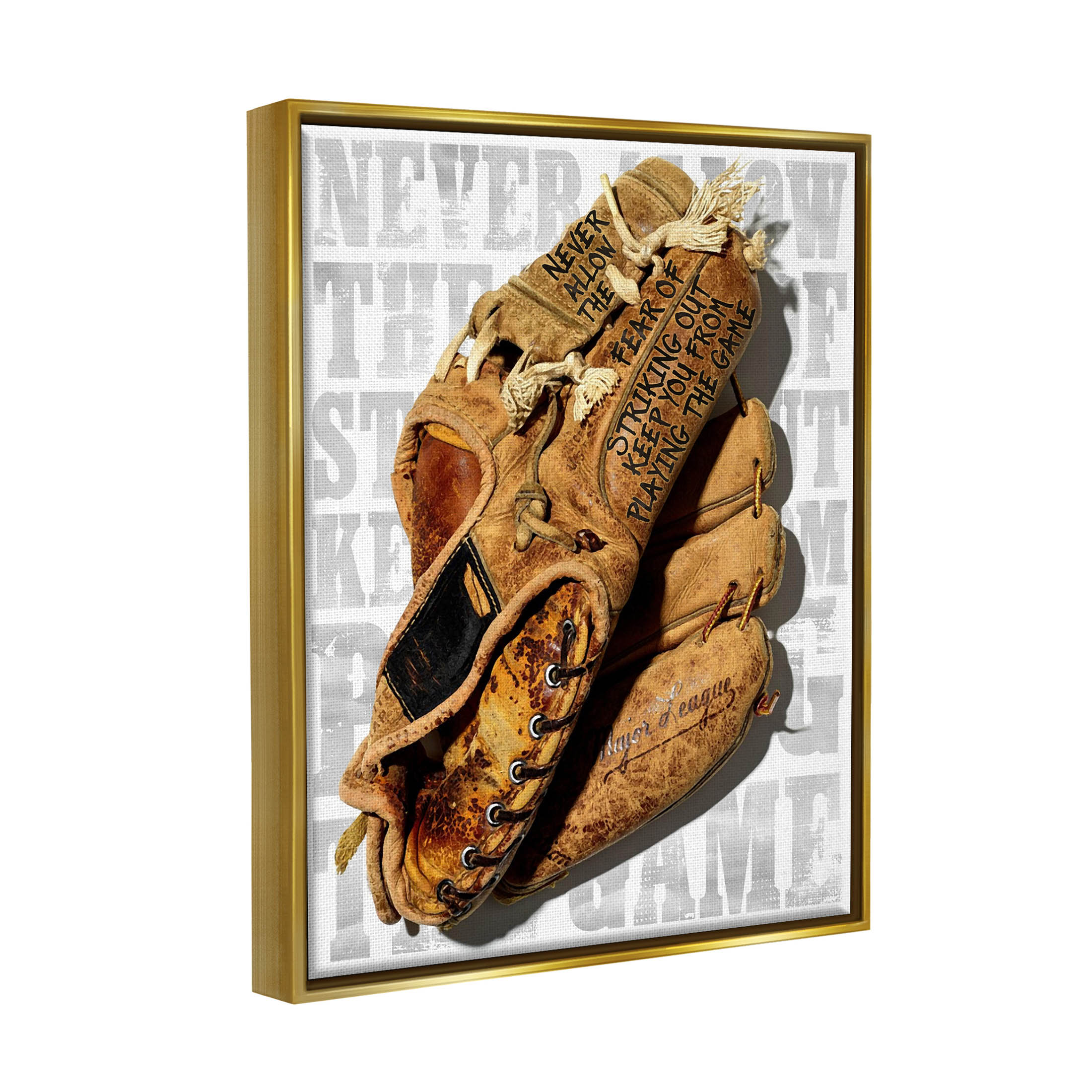 Fear Of Striking Out Phrase Sports Graphic Art Metallic Gold Framed Art Print Wall Art