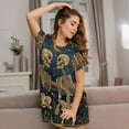 thumbnail image 3 of Kdxio Romantic Skeletons Under Moon Pattern Womens Short Sleeve Sleepshirt Scoopneck Cute Nightdress Ruffle Comfy Nightgown, 3 of 6