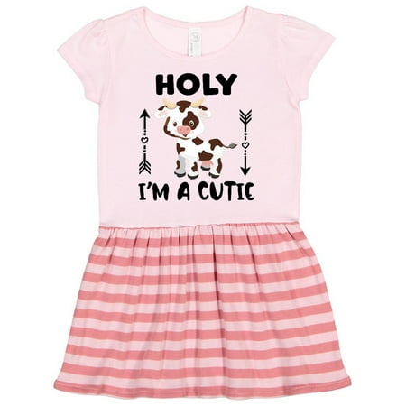 

Inktastic I m a Cutie White and Brown Holstein Cow with Arrows Gift Toddler Girl Dress