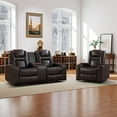 thumbnail image 7 of Bonzy Home Electric Power Recliner Sofa Set Theater Seating with Console Living Room Furniture Set, Cup Holders, Hidden Arm Storage, USB Ports, Brown, 7 of 7