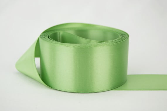 3/" Double Faced Satin Ribbon 3 inches wide ~ Apple Green ~ 5 Yards ~ Washable