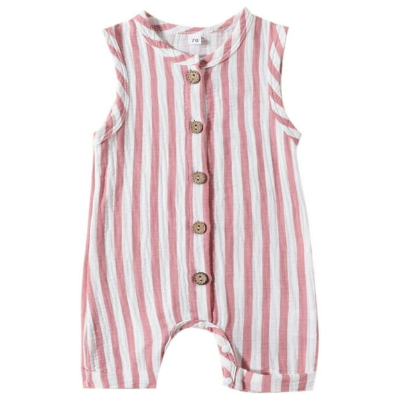 AherBiu Baby Girls Clothes Newborn Sleeveless Button down Crewneck Short Rompers Infant Boys Jumpsuits