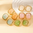 thumbnail image 5 of Zhuge Stainless Steel Square Resin Stud Earrings, Women's Bohemian Summer Multi-Color Statement Earrings,Green, 5 of 5