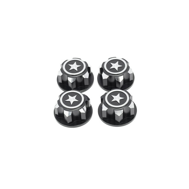 4PCS/Packs Wheel Nuts Hubcap Deepen Threaded Wheel Cover Toy Accessory Replace Parts Waterproof Caps Nuts 1/8 RC Truck Black