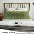 thumbnail image 2 of XeGe Shaggy Faux Fur Body Pillow Cover, Fluffy Long 20x54 Bed Pillow Case with Zipper Closure, Soft Decorative Plush Furry Fuzzy Body Pillowcase, 20" x 54", Sage Green, 2 of 8