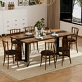 thumbnail image 3 of 71" Large Dining Room Table for 6, Rectangular Kitchen Table with Adjustable Legs, Waterproof Wood Grain Dining Table for Big Family, Brown, 3 of 9