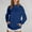 Blue, variant on Plain Women Sweatshirts Trendy Orange Mock Neck Pullover Outfits Long Sleeve Loose Sweatshirt with Pocket