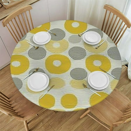 

Ollo0ord Yellow and Orange Round Fitted Tablecloth with Elastic Edge Pastel Polka Dots Print Polyester Table Pad Fits Round Table for Restaurant Picnic Party Multi 46 -50