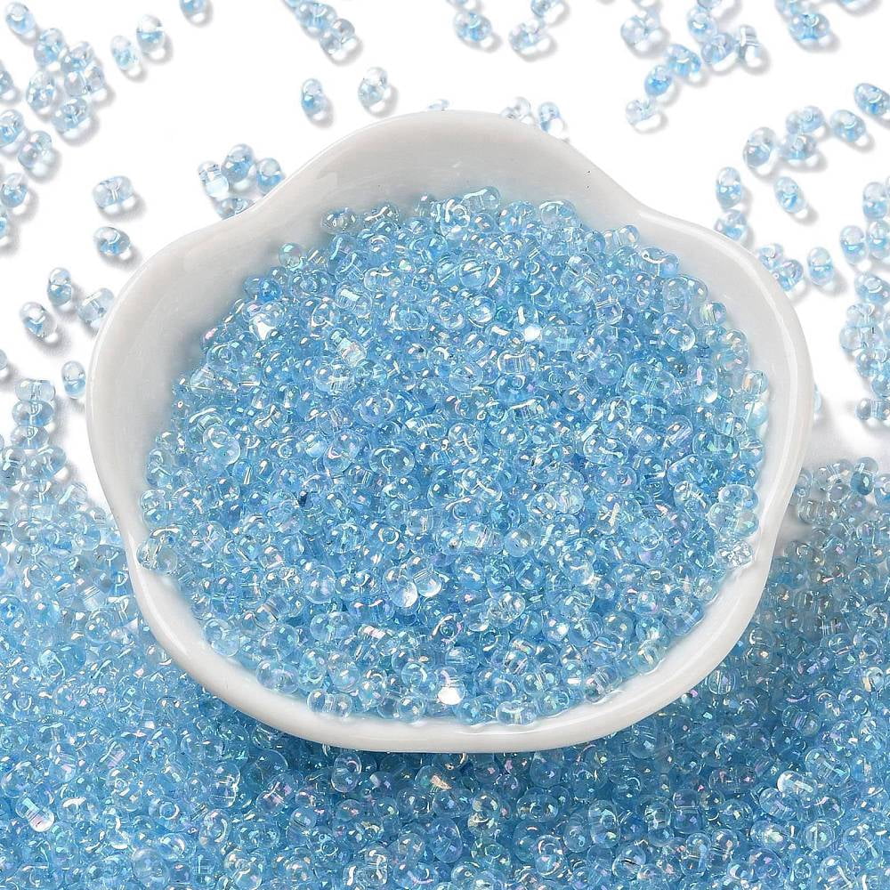 1pound AB color Glass Seed Beads Transparent Colours Rainbow Peanut Light Sky Blue 4~4.5x2~2.5x2~2.5mm Hole: 0.8~0.9mm about 10000pcs/pound