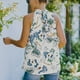 thumbnail image 3 of Camiseta sin mangas con cuello halter para mujer, sin mangas, cuello trasero, cierre de correa, ajuste holgado, camisetas casuales de verano, estampado floral de albaricoque L, 3 of 9