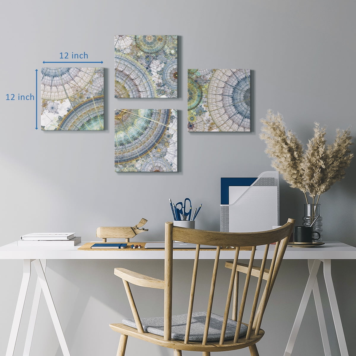 Wexford Home Set of 4 Abstract Wall Art 12 x 12 inches Each Modern Purple Wall Décor for Living Room Office Room Bedroom