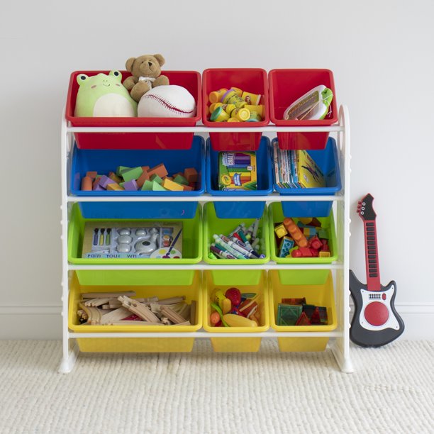 Your Zone Children Plastic and Metal Toy Storage Racks with 12 Primary
