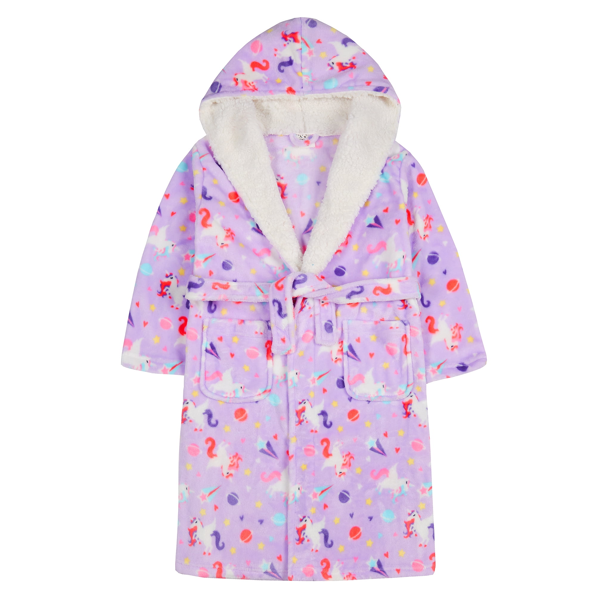 Childrens Lilac Unicorn Print Dressing Gown