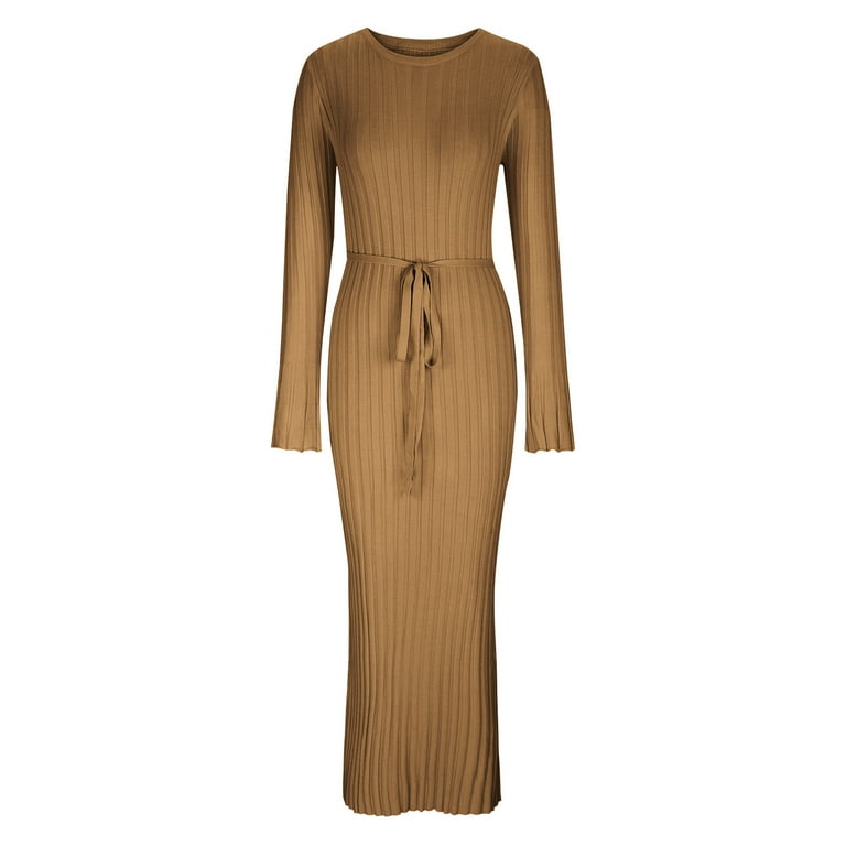 DailyTrove Women's Solid Color Knit Maxi Dress, Casual Outdoor & Travel  Wear, Warm Wool Blend, Plus Size Friendly - Walmart.com